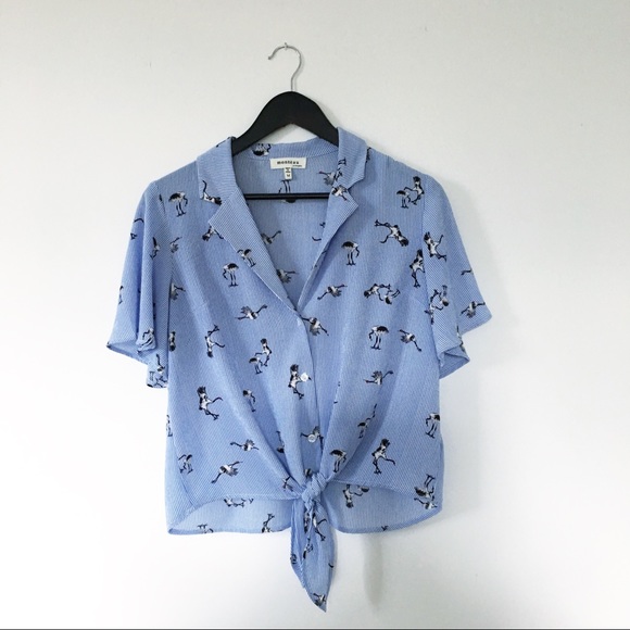 Monteau Tops - Monteau pelican seersucker shirt